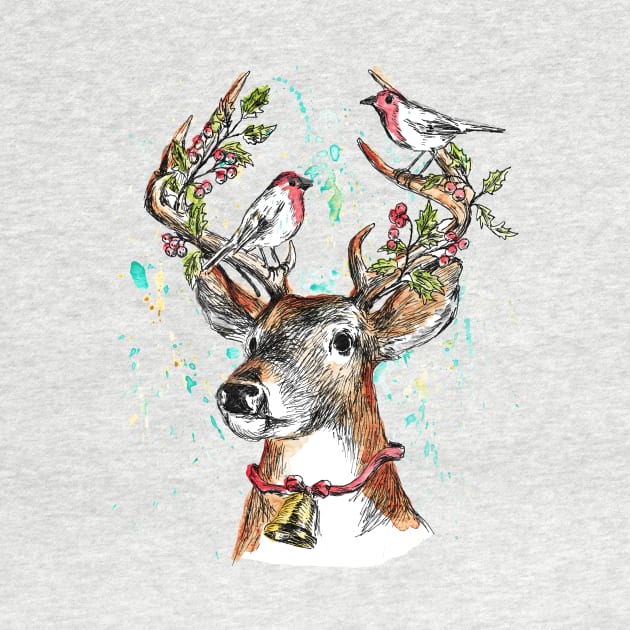 Christmas deer by rachelsfinelines